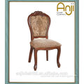 Carved wood antique style dining chair with fabric for furniture